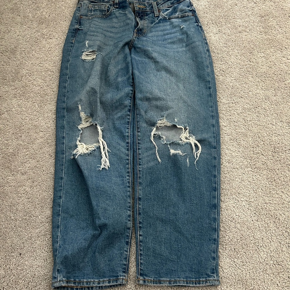 Old Navy Blue Boyfriend Jeans with Distressed Details